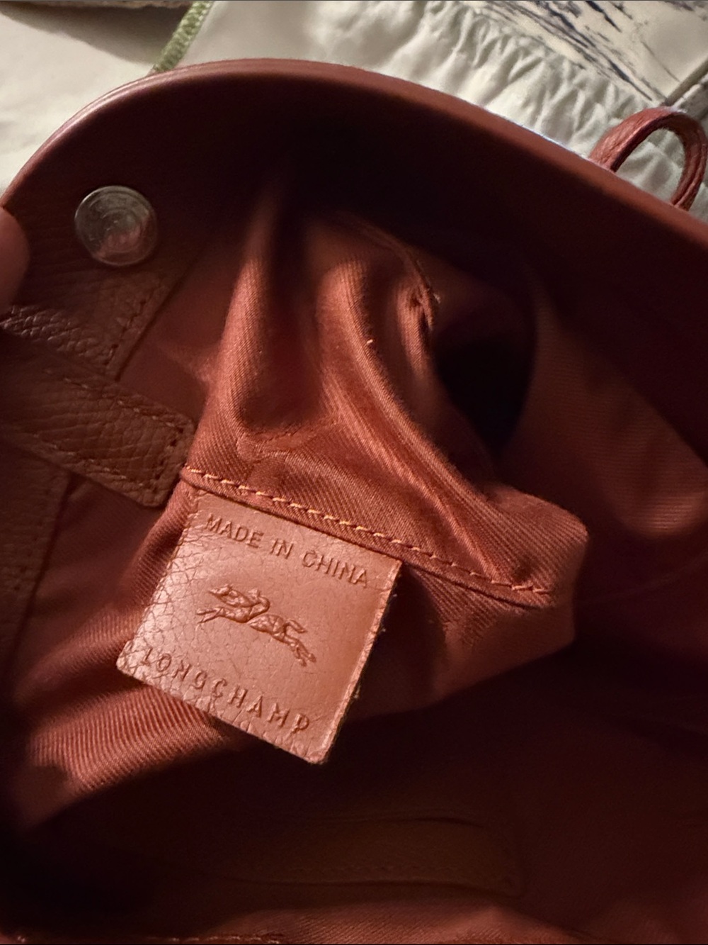 Longchamp Terracotta Leather Crossbody Bucket Bag - Picture 4 of 5